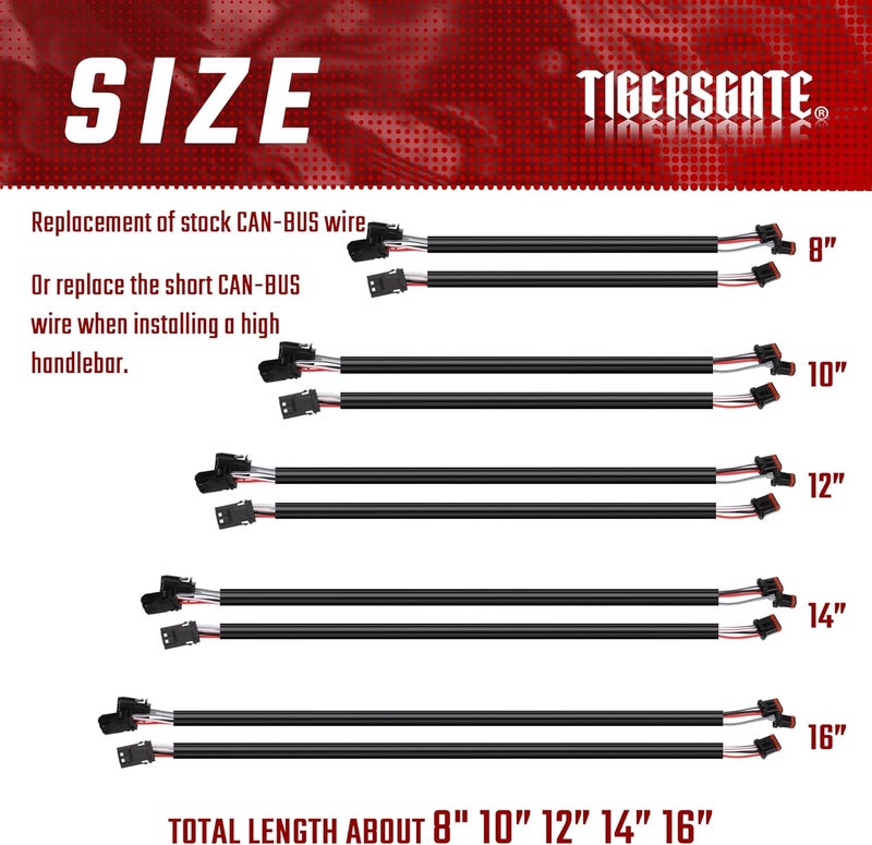 TIGERSGATE 10 INCH Handlebar Wiring Wire Extension Harness（CAN Bus） for Harley Softails Dynas Touring Sportsters - Image 5